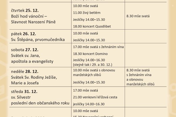 Vánoce 2025: Přehled bohoslužeb, koncertů... (Klokoty, Dražice) Vánoce 2025: Přehled bohoslužeb, koncertů... (Klokoty, Dražice)