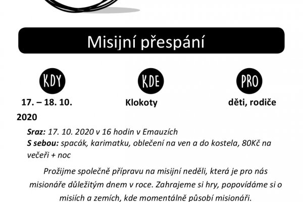Misijní klubko - misijní přespání Misijní klubko - misijní přespání