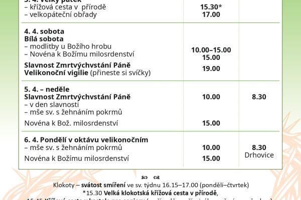 Bohoslužby Svatého týdne a Velikonoce 2026 Bohoslužby Svatého týdne a Velikonoce 2026