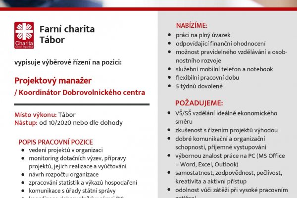 Farní charita Tábor - vypisuje výběrové řízení na pozici: Farní charita Tábor - vypisuje výběrové řízení na pozici: