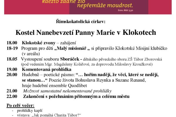 Noc kostelů: Klokoty a Dražice Noc kostelů: Klokoty a Dražice